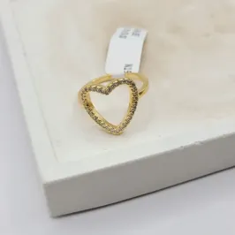 anel coração vazado com zirconia