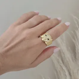 anel pantera olho verde