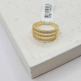 anel pedra triplo fio