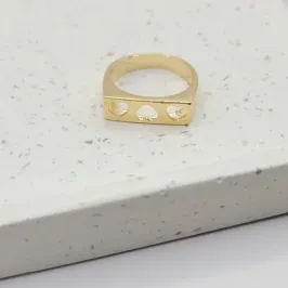 anel três corações vazado