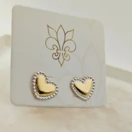 Brinco coração com caneta de rhódio