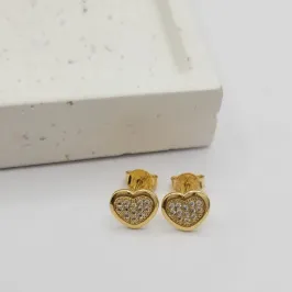 brinco de coração de pedras