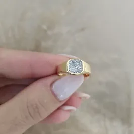 anel com micro zircônia e caneta de rhodio