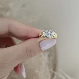 anel de coração com pedra e caneta de rhodio