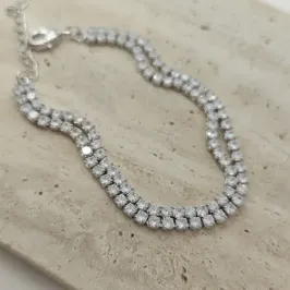 pulseira dupla riviera rhódio