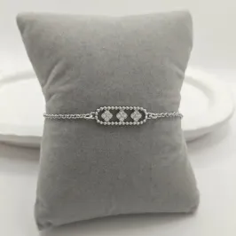 pulseira três trevos branco rhodio