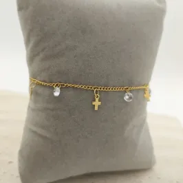 tornozeleira cruz com pedra