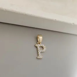 pingente cravejado letra P