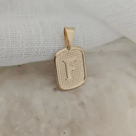 pingente placa pequena letra F