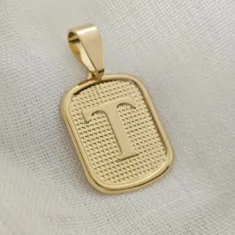 pingente medalha letra T