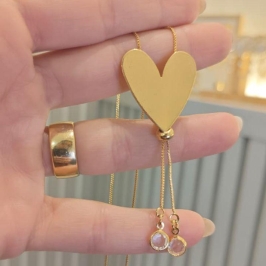 colar feminino gravatinha coração grande