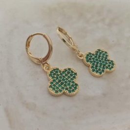 argolinha trevo verde cravejado