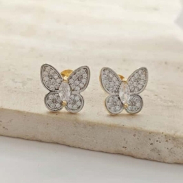 brinco borboleta cravejada com caneta rhodio