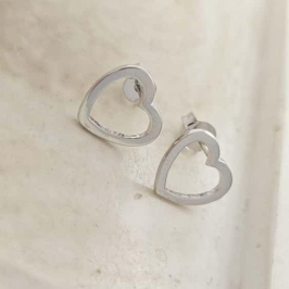 brinco coração vazado rhodio