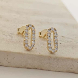 brinco geométrico cravejado