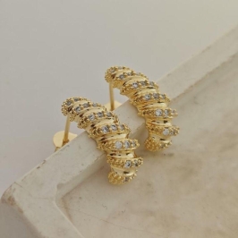 brinco lagarta cravejada