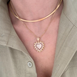 corrente coração cravejado