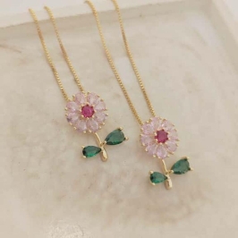 corrente de flor rosa cristal