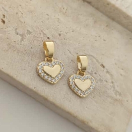 pingente coração liso com zirconia