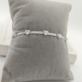 pulseira fita com pedras de coração rhodio