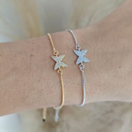 pulseira borboleta cravejada rhodio