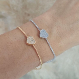 pulseira coração cravejado