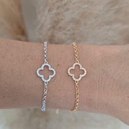 pulseira trevo com zirconia