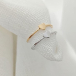 anel com coração liso rhodio