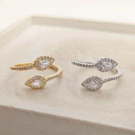 anel gotas cravejadas