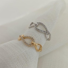 anel trançado com zirconia