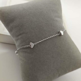 pulseira coração liso rhodio