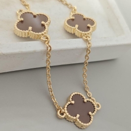 pulseira trevo marrom