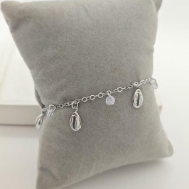 tornozeleira búzio e pedra rhodio