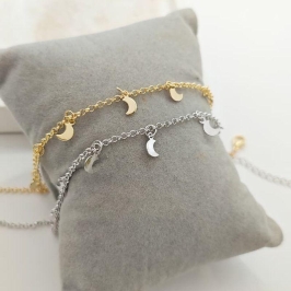 tornozeleira lua com elo português rhodio