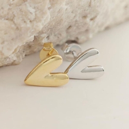 brinco de coração liso rhodio