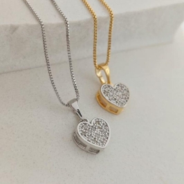 corrente coração P com zircônia