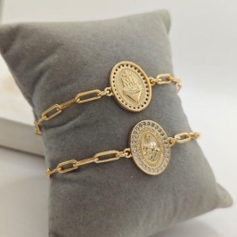 pulseira medalha coraçao sagrado