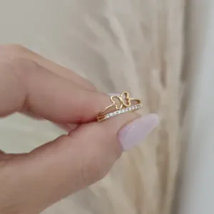 anel borboleta com zirconia tamanho 7