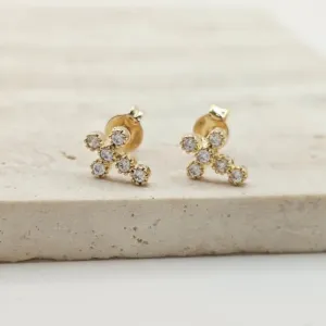 brinco cruz pequena com pedra