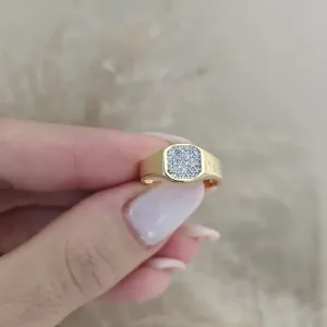 anel com micro zircônia e caneta de rhodio