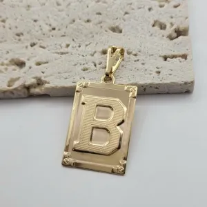 pingente medalha quadrada letra B