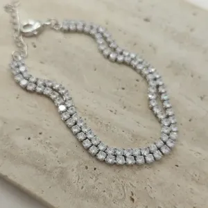 pulseira dupla riviera rhódio