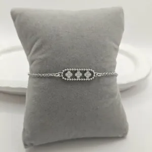 pulseira três trevos branco rhodio