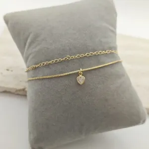 tornozeleira dupla coração de zirconia