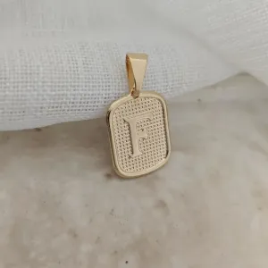 pingente placa pequena letra F