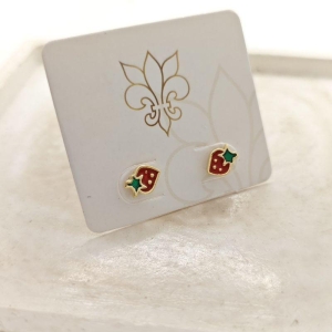 brinco infantil resinado morango