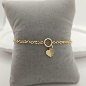 pulseira coração liso pendurado em elo