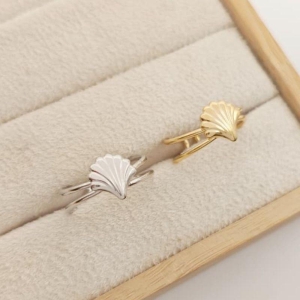 anel concha em fio duplo rhodio