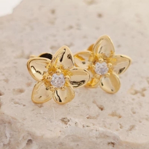 brinco flor com ponto de luz