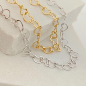 chocker de elo de coração 7mm rhodio